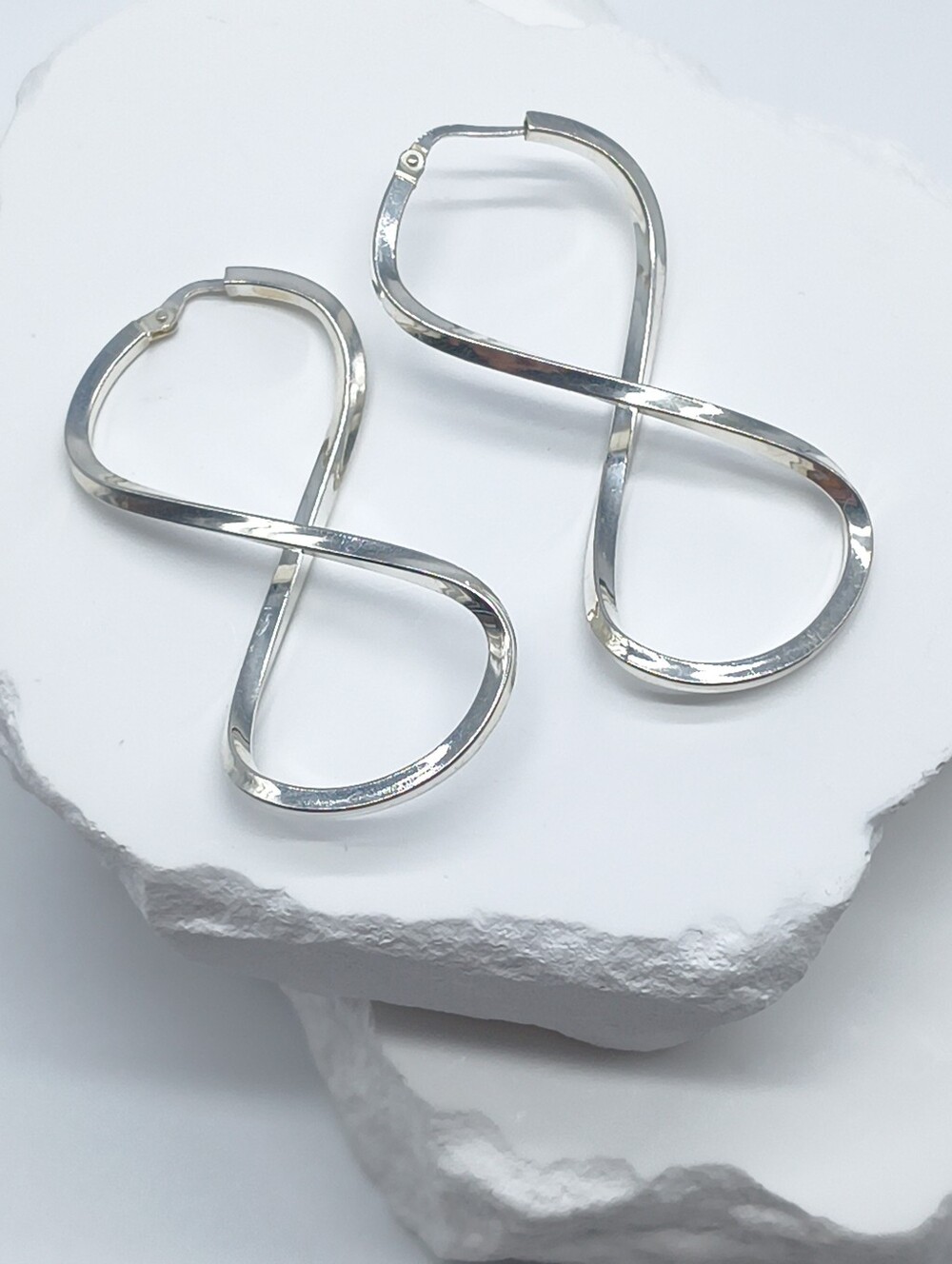 Vintage Italian Sterling Silver Twist Infinity Hoop Earrings